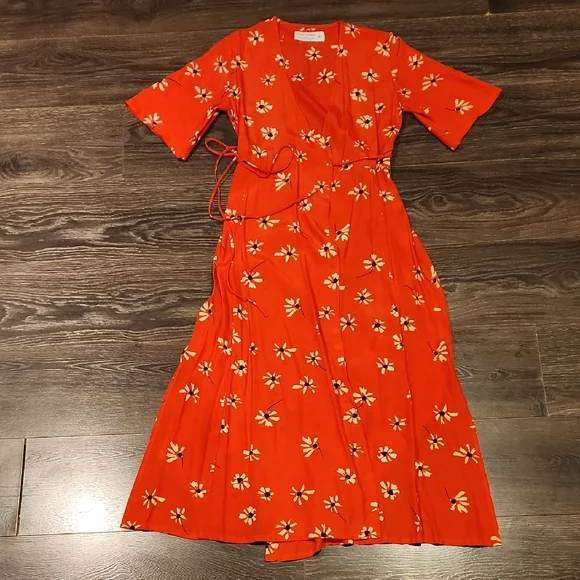 ❤️ NWOT! FAITHFULL THE BRAND × ANTHROPOLOGIE RIVERA FLORAL WRAP MIDI DRESS, S - Picture 5 of 12